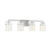 Visual Comfort DJV1034 Crofton 4-lt 33" Vanity Light - Brushed Steel Clear Crackle Glass