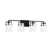 Visual Comfort DJV1034 Crofton 4-lt 33" Vanity Light - Midnight Black Clear Crackle Glass