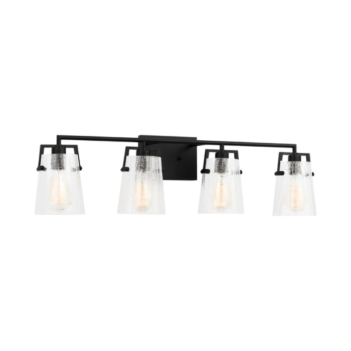Visual Comfort DJV1034 Crofton 4-lt 33" Vanity Light - Midnight Black Clear Crackle Glass