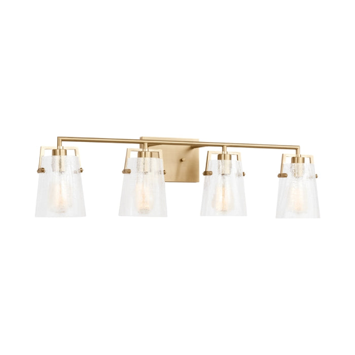 Visual Comfort DJV1034 Crofton 4-lt 33" Vanity Light - Satin Brass Clear Crackle Glass