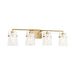 Visual Comfort DJV1034 Crofton 4-lt 33" Vanity Light - Satin Brass Clear Crackle Glass