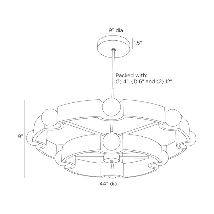 Arteriors DLC29 Hans 12-lt 44" LED Chandelier