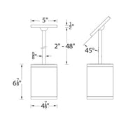 WAC DS-PD05 Tube Architectural 5" 25W LED Pendant Mount