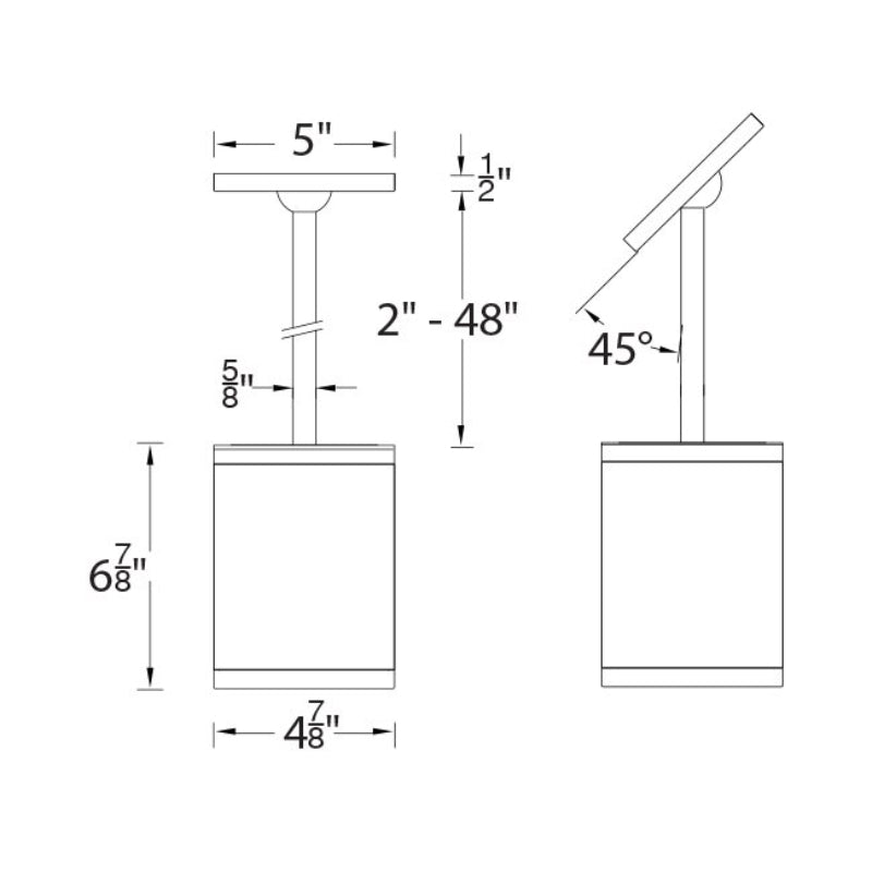WAC DS-PD05 Tube Architectural 5" 25W LED Pendant Mount
