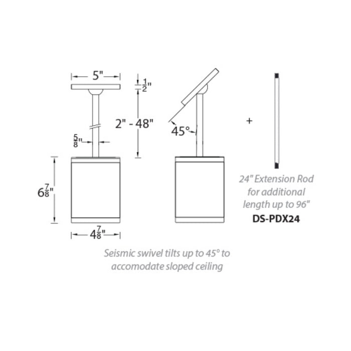 WAC DS-PD0517 Tube Architectural 5" 17W LED Pendant Mount