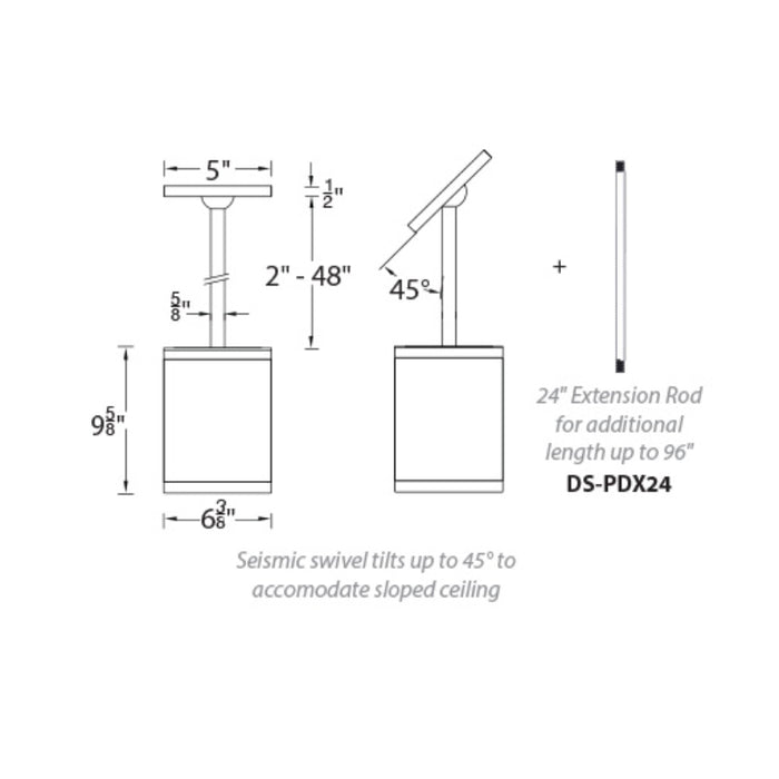 WAC DS-PD0622 Tube Architectural 6" 22W LED Pendant Mount