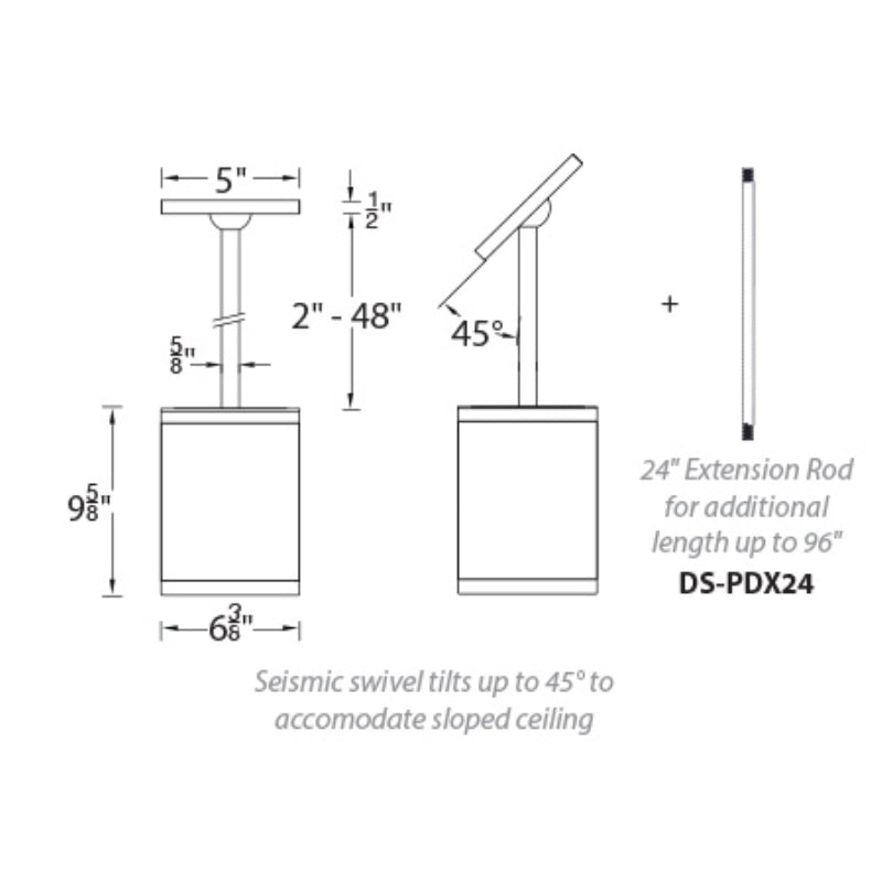 WAC DS-PD06 Tube Architectural 6" 35W LED Pendant Mount