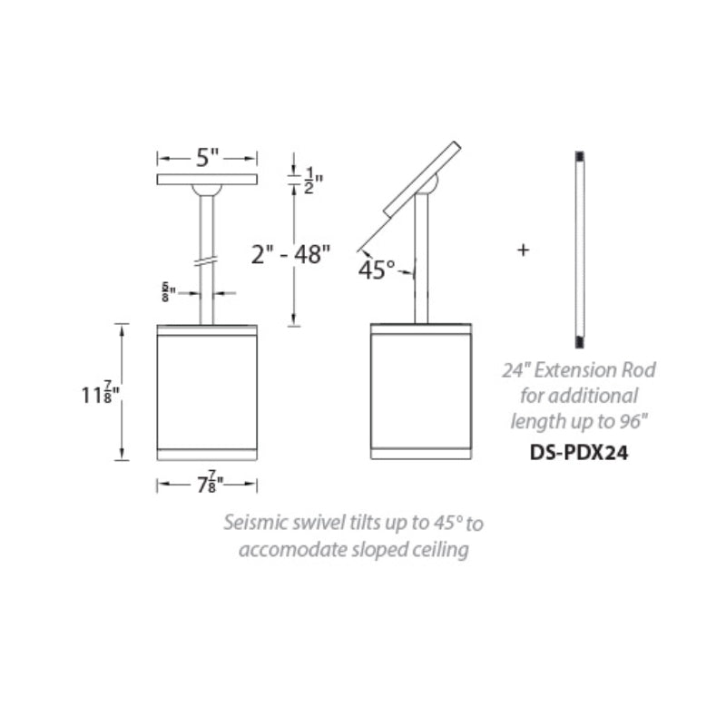 WAC DS-PD0834 Tube Architectural 8" 34W LED Pendant Mount