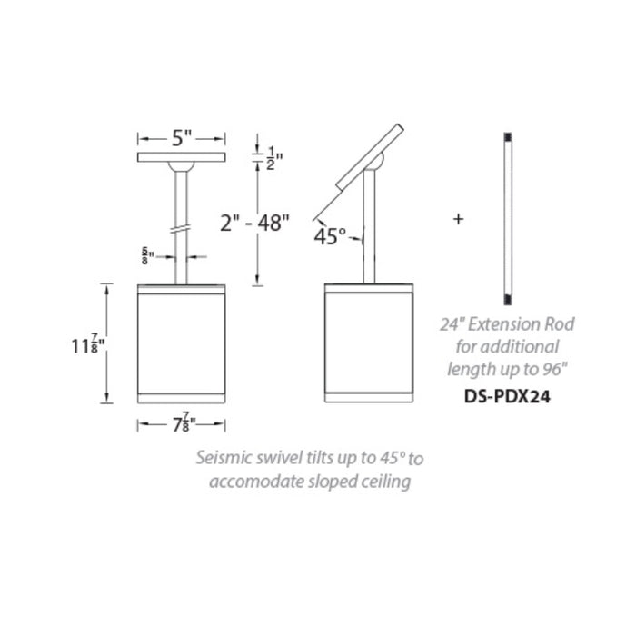 WAC DS-PD0834 Tube Architectural 8" 34W LED Pendant Mount