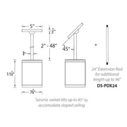 WAC DS-PD08 Tube Architectural 8" 46W LED Pendant Mount