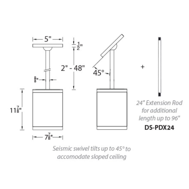 WAC DS-PD08 Tube Architectural 8" 46W LED Pendant Mount