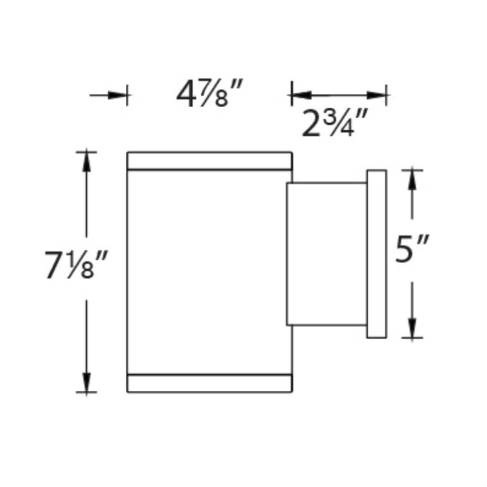 WAC DS-WS05 Tube Architectural 5" 25W Single LED Outdoor Wall Mount, 33° Beam