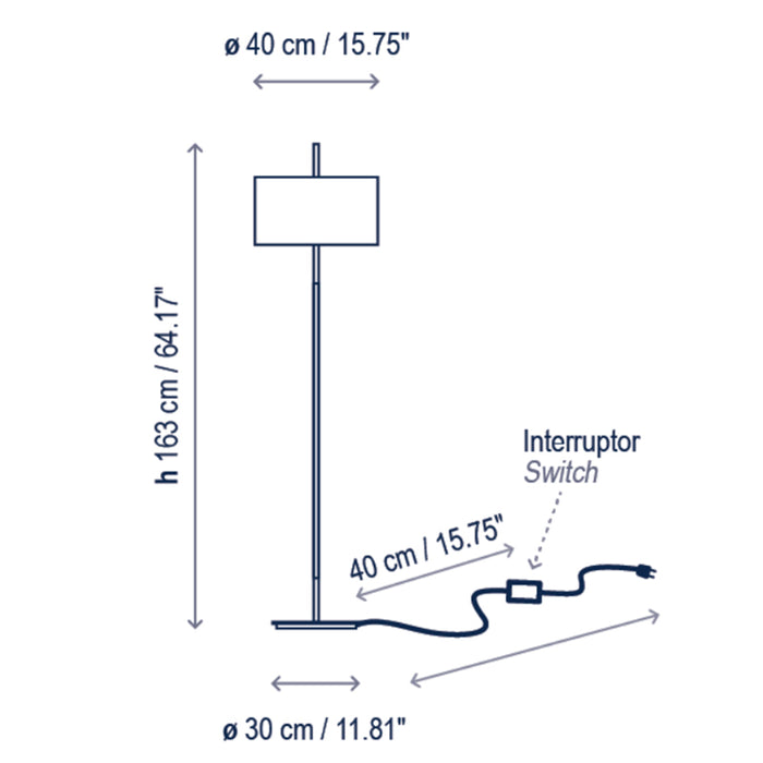 Bover Danona P 2-lt 65" Tall Floor Lamp