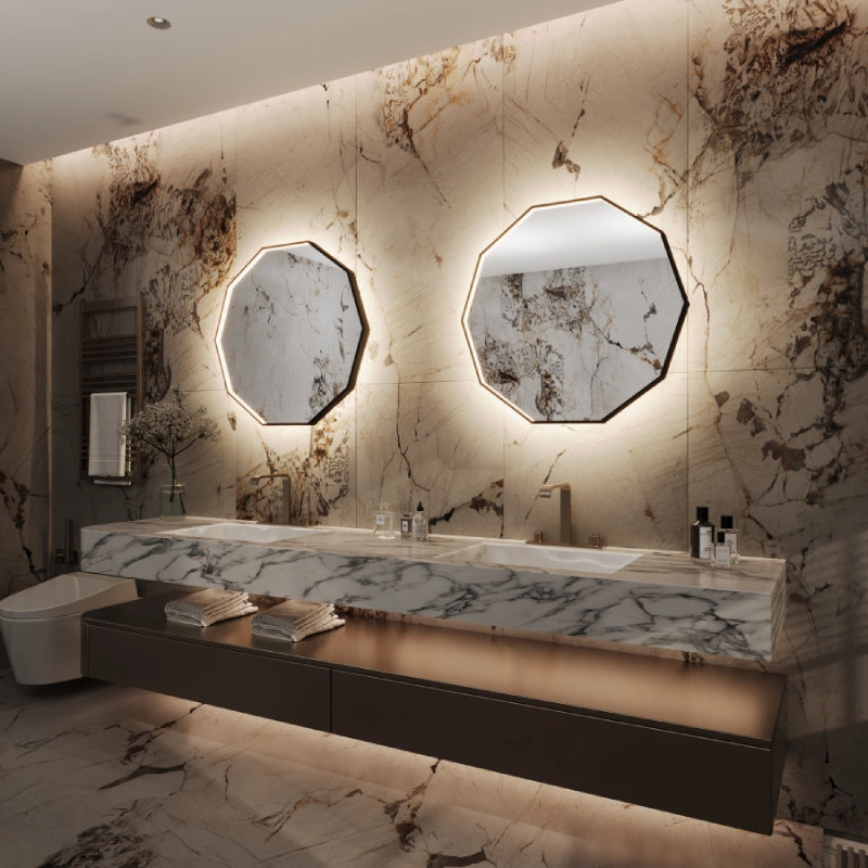 Paris Mirror Decagonal 32" x 32" LED Front-Lit and Back-Lit Mirror, 3CCT Selectable