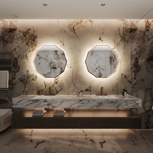 Paris Mirror Decagonal 32" x 32" LED Front-Lit and Back-Lit Mirror, 3CCT Selectable