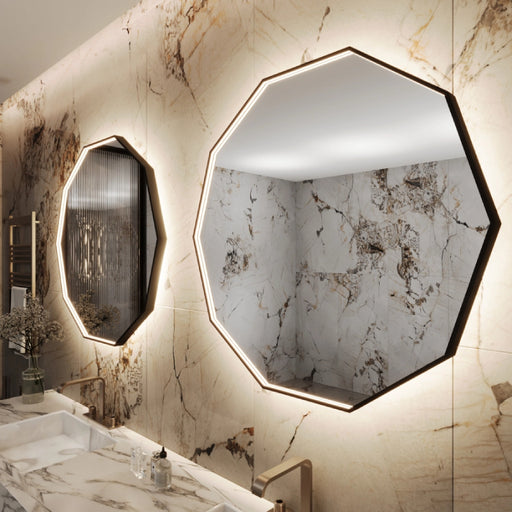 Paris Mirror Decagonal 40" x 40" LED Front-Lit and Back-Lit Mirror, 3CCT Selectable