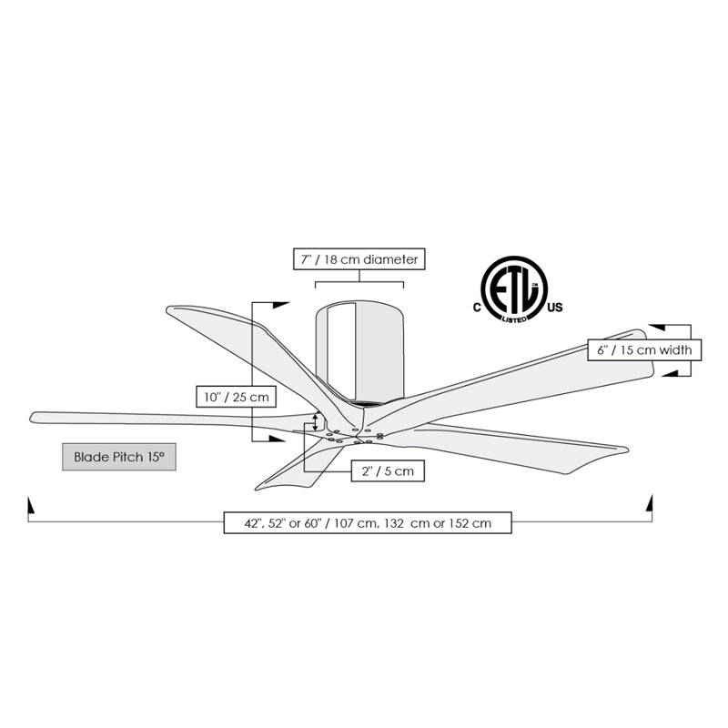 Matthews Fan IR5H Irene-5H 60" Hugger Ceiling Fan