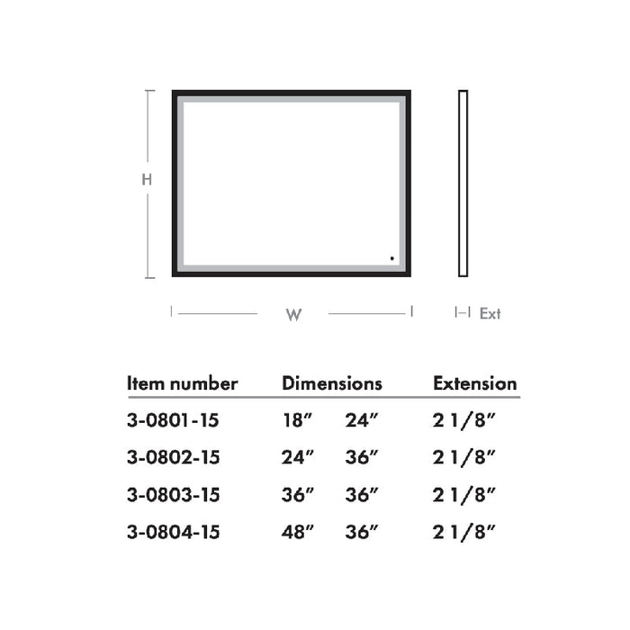 Oxygen 3-0803 Dusk 36 x 36 LED Mirror, CCT Selectable