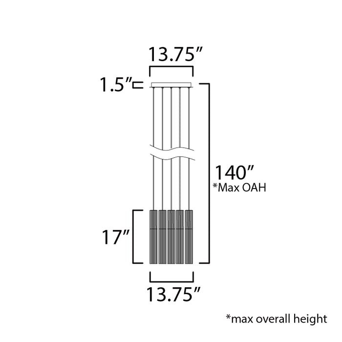 ET2 E11015 Reeds 5-lt 14" LED Pendant