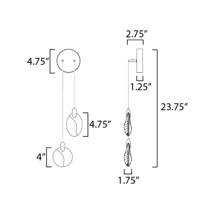 ET2 E11072 Pebble 2-lt 24" Tall LED Wall Sconce