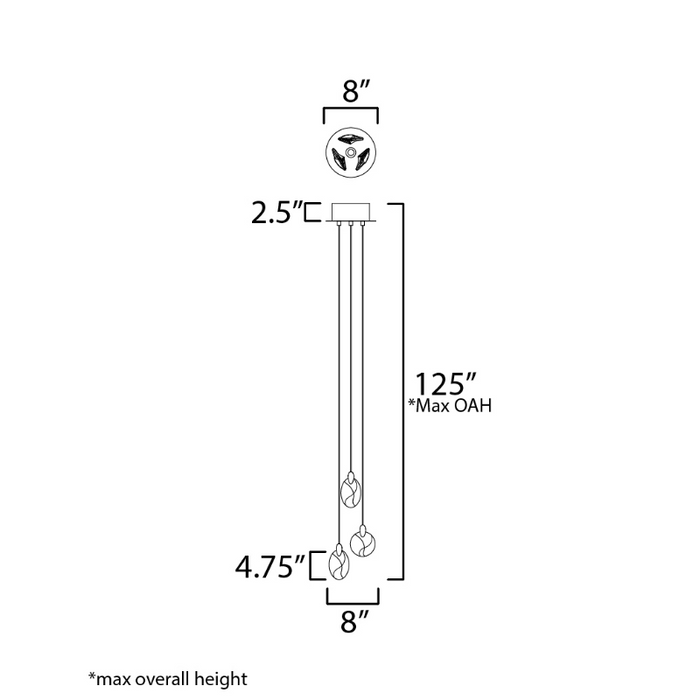 ET2 E11073 Pebble 3-lt 8" LED Pendant, CCT Selectable