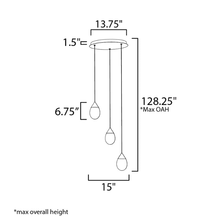 ET2 E21563 Dewdrop 3-lt 15" LED Pendant
