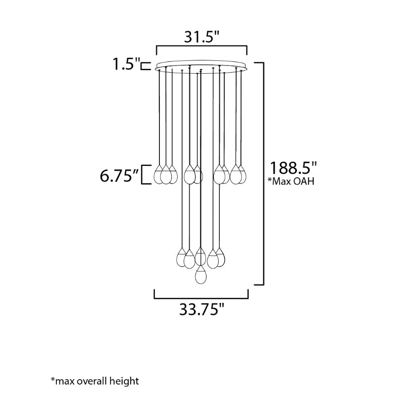 ET2 E21569 Dewdrop 10-lt 34" LED Pendant