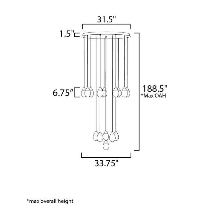 ET2 E21569 Dewdrop 10-lt 34" LED Pendant