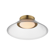 ET2 E22082 Jensen 1-lt 12" LED Semi-Flush Mount - Satin Brass/Clear Ribbed