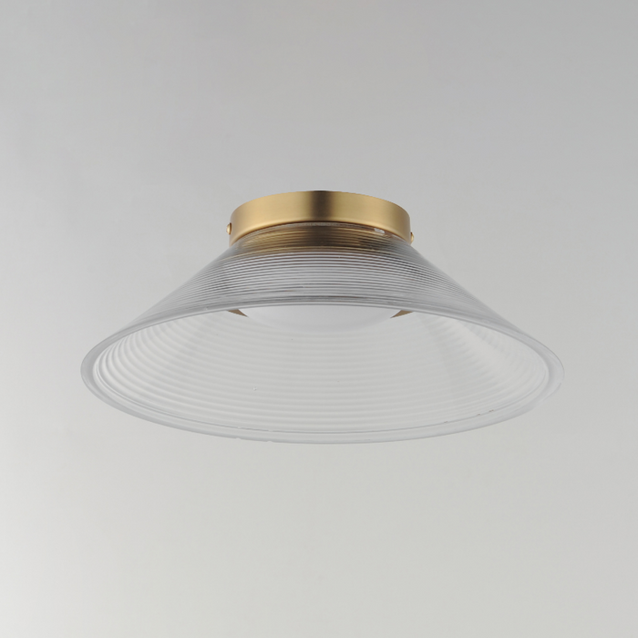ET2 E22082 Jensen 1-lt 12" LED Semi-Flush Mount - Satin Brass/Clear Ribbed