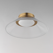 ET2 E22082 Jensen 1-lt 12" LED Semi-Flush Mount - Satin Brass/Clear Ribbed