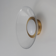 ET2 E22082 Jensen 1-lt 12" LED Semi-Flush Mount - Satin Brass/Clear Ribbed