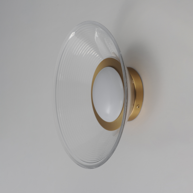 ET2 E22082 Jensen 1-lt 12" LED Semi-Flush Mount - Satin Brass/Clear Ribbed