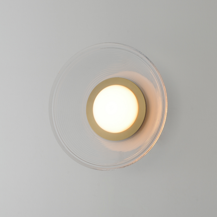 ET2 E22082 Jensen 1-lt 12" LED Semi-Flush Mount - Satin Brass/Clear Ribbed