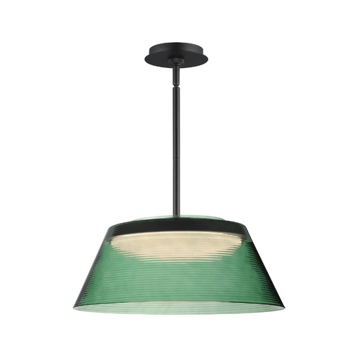 ET2 E22088 Jensen 1-lt 18" LED Pendant - Black/Green Glass