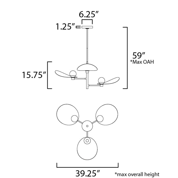 ET2 E24073 Pearl 3-lt 39" LED Chandelier