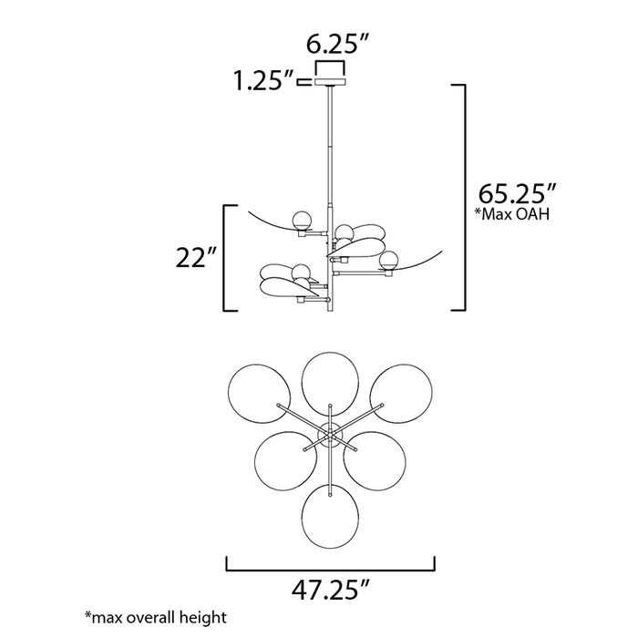 ET2 E24075 Pearl 6-lt 47" LED Chandelier