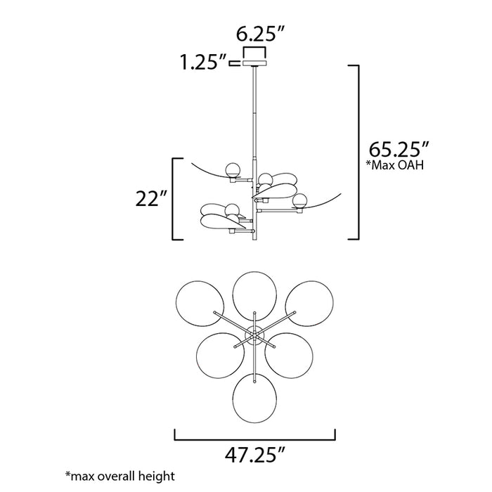 ET2 E24075 Pearl 6-lt 47" LED Chandelier