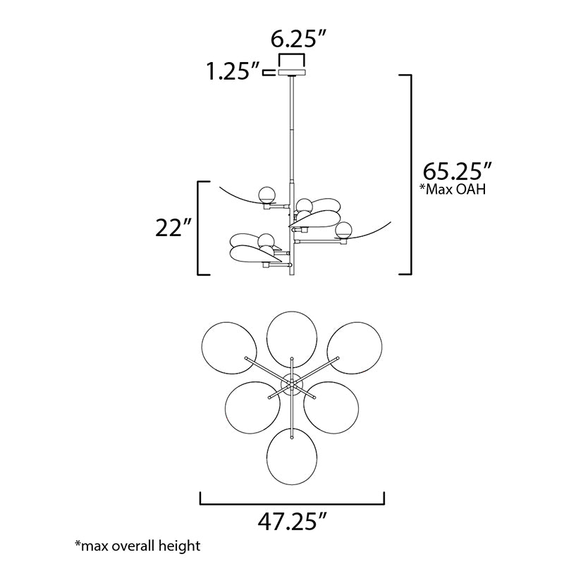 ET2 E24075 Pearl 6-lt 47" LED Chandelier