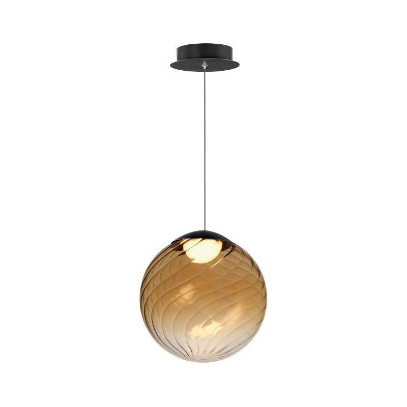 ET2 E24189 Planetary 1-lt 10" LED Pendant - Black/Amber Glass