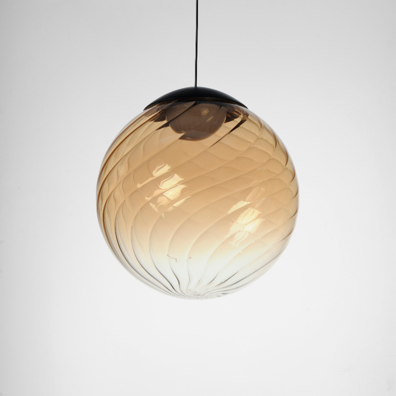ET2 E24189 Planetary 1-lt 10" LED Pendant - Black/Amber Glass