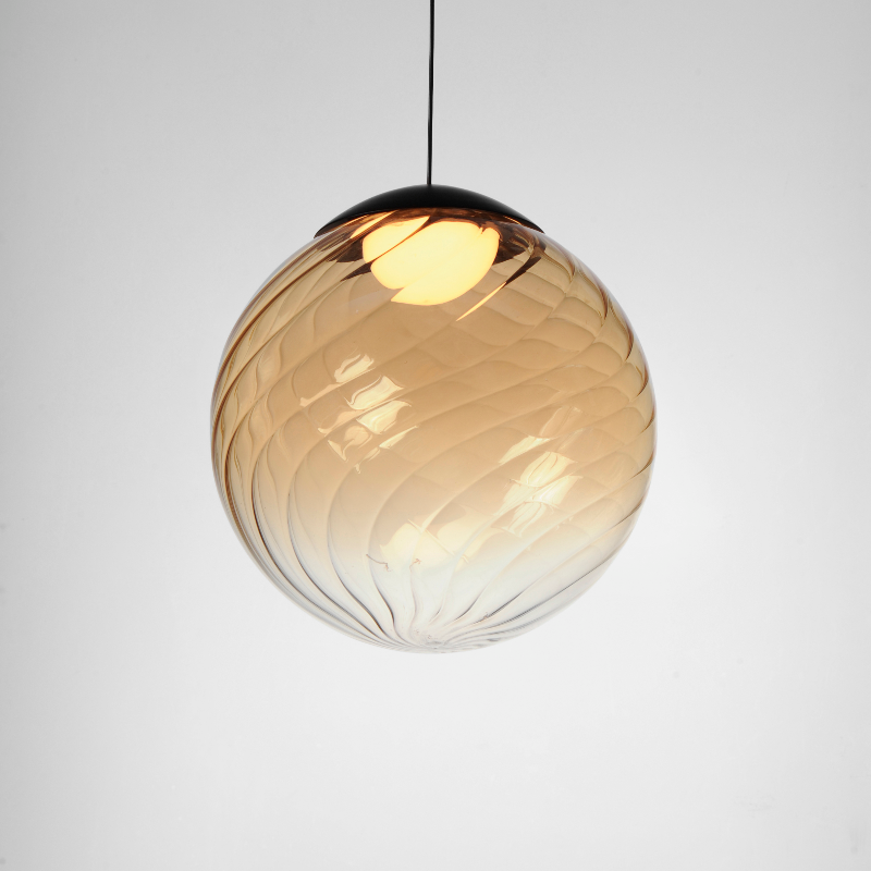 ET2 E24189 Planetary 1-lt 10" LED Pendant - Black/Amber Glass