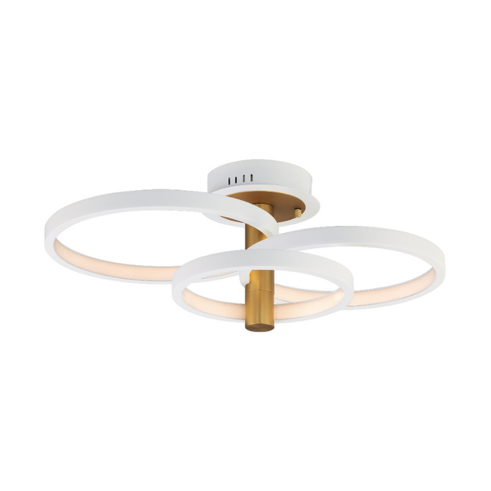 ET2 E24323 Hoopla 3-lt 26" LED Semi Flush Mount - White/Gold