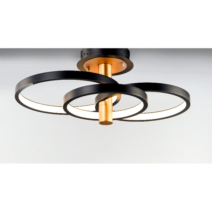 ET2 E24323 Hoopla 3-lt 26" LED Semi Flush Mount - Black/Gold