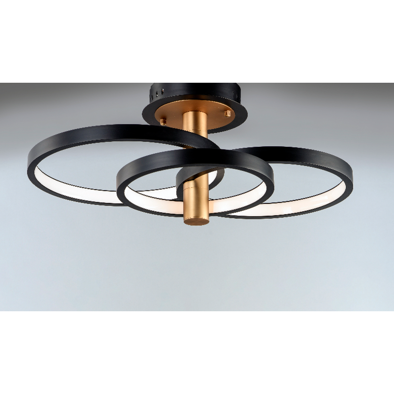 ET2 E24323 Hoopla 3-lt 26" LED Semi Flush Mount - Black/Gold