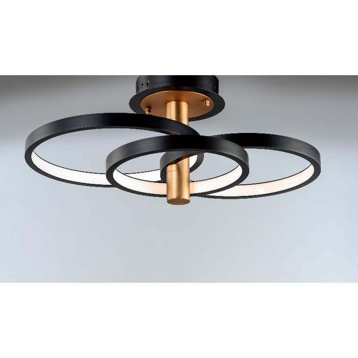 ET2 E24323 Hoopla 3-lt 26" LED Semi Flush Mount - Black/Gold
