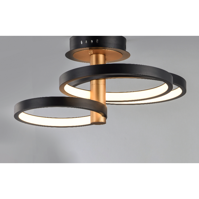 ET2 E24323 Hoopla 3-lt 26" LED Semi Flush Mount - Black/Gold