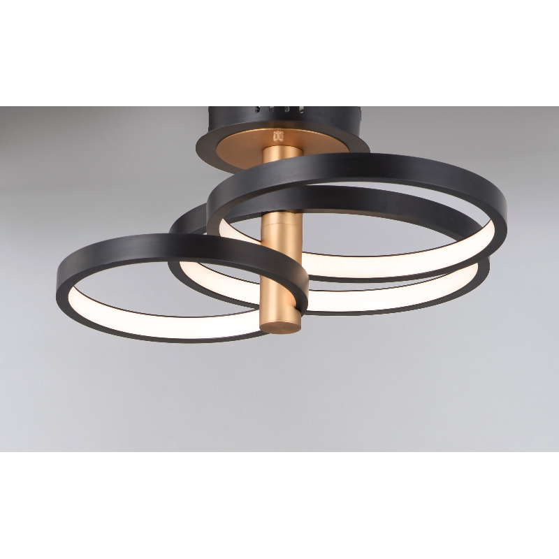 ET2 E24323 Hoopla 3-lt 26" LED Semi Flush Mount - Black/Gold