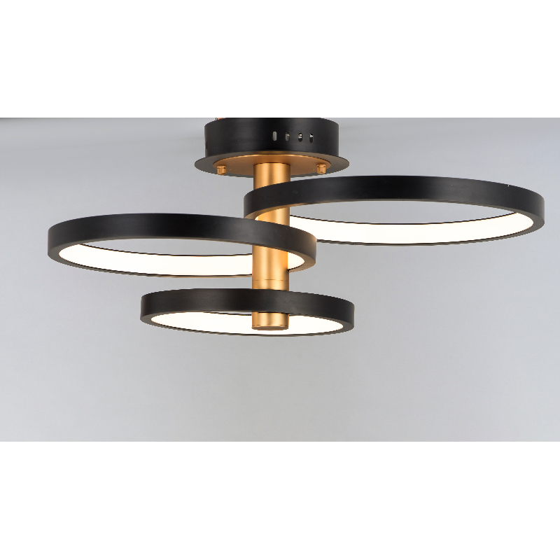 ET2 E24323 Hoopla 3-lt 26" LED Semi Flush Mount - Black/Gold