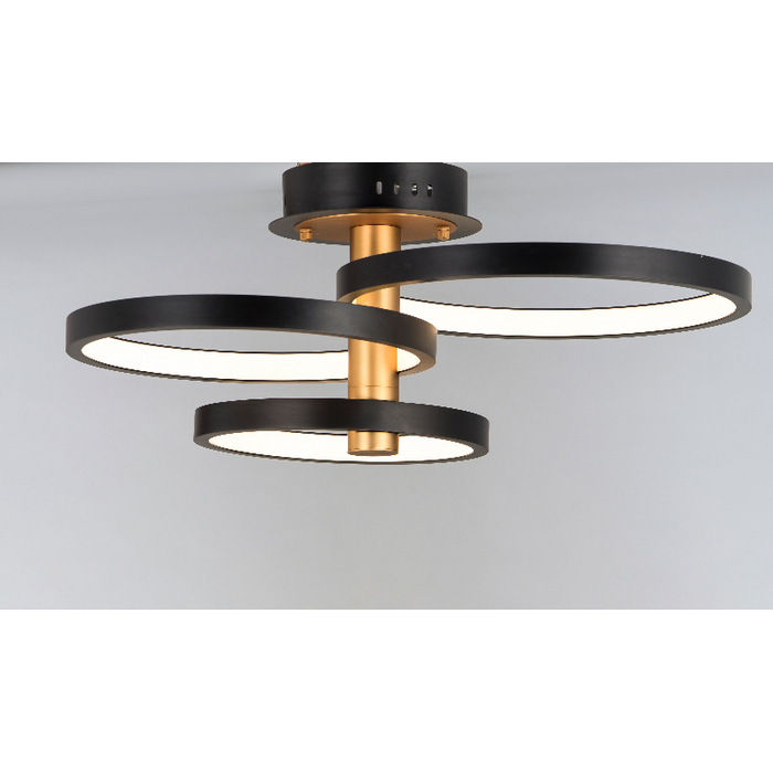 ET2 E24323 Hoopla 3-lt 26" LED Semi Flush Mount - Black/Gold